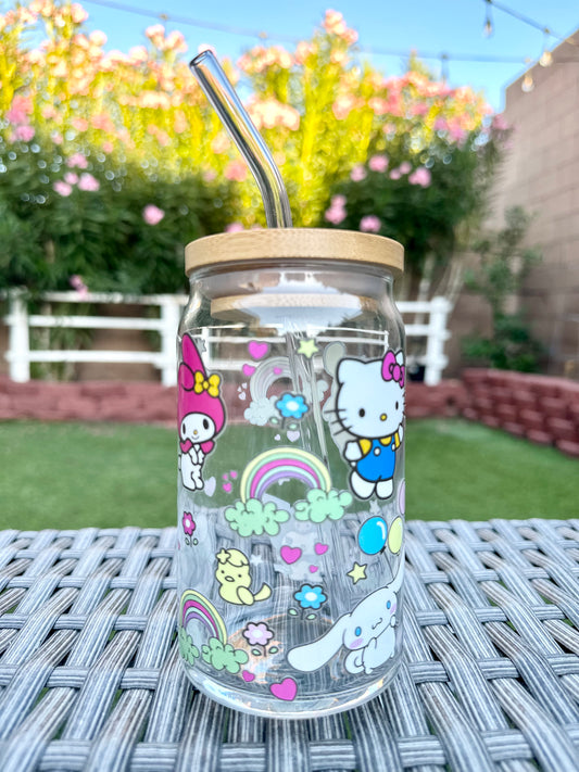 KITTY AND FRIENDS GLASS CAN