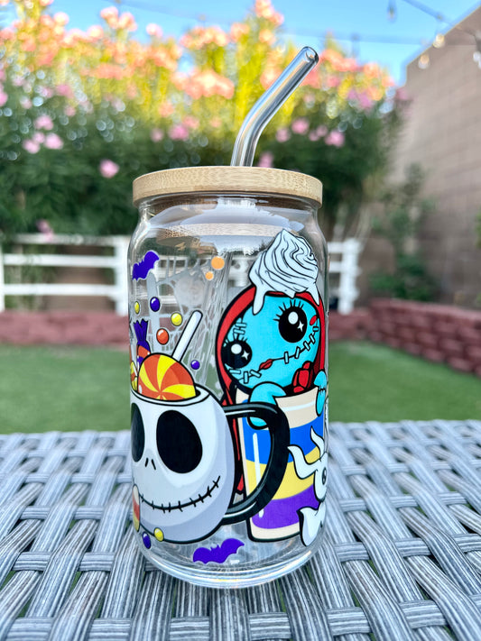 JACK SKELLETON AND GHOST GLASS CAN