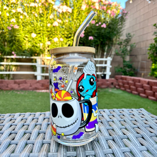 JACK SKELLETON AND GHOST GLASS CAN