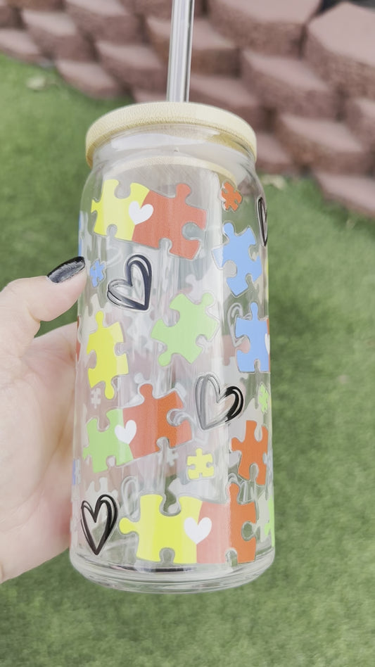 AUTISM PUZZLE GLASS CAN