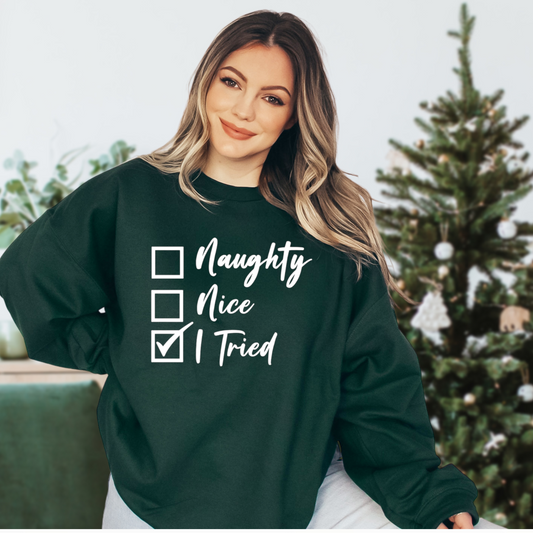 NAUGHTY NICE I TRIED SWEATSHIRT