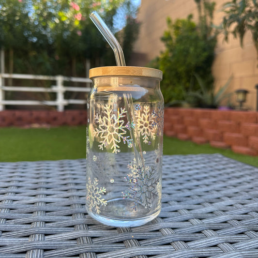 SNOWFLAKES CAN GLASS