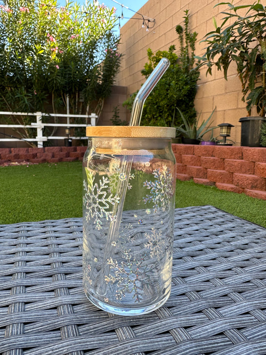 SNOWFLAKES CAN GLASS