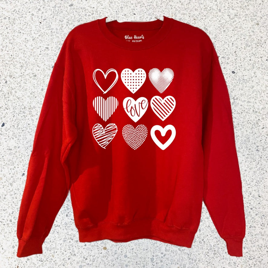 DOODLE HEART SWEATSHIRT