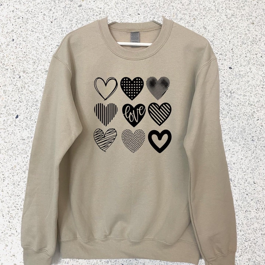 DOODLE HEART SWEATSHIRT