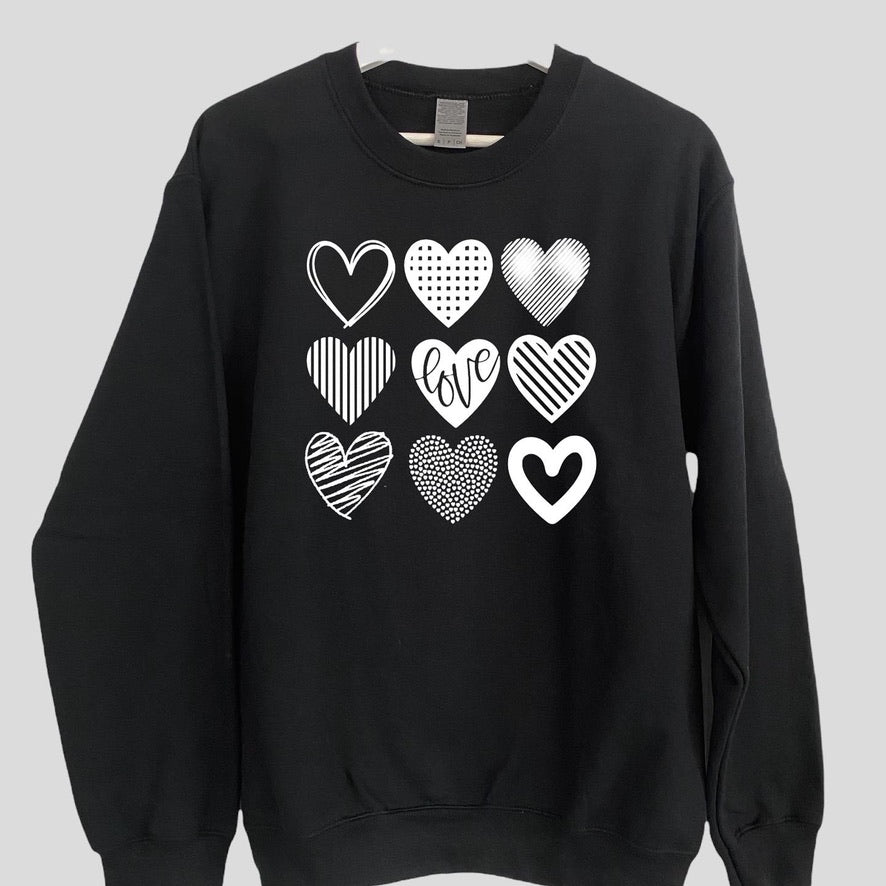 DOODLE HEART SWEATSHIRT