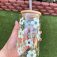 RETRO DAISY FLOWERS CAN GLASS