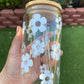 RETRO DAISY FLOWERS CAN GLASS