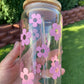 RETRO DAISY FLOWERS CAN GLASS