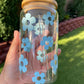 RETRO DAISY FLOWERS CAN GLASS