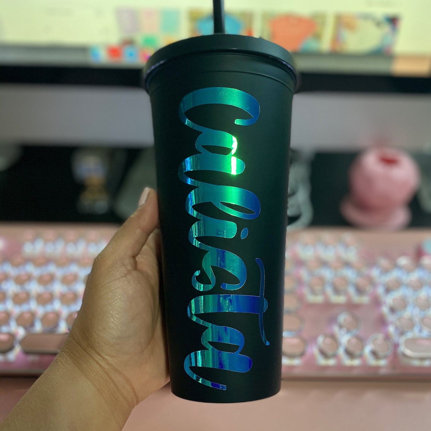 PERSONALIZED MATTE BLACK TUMBLER