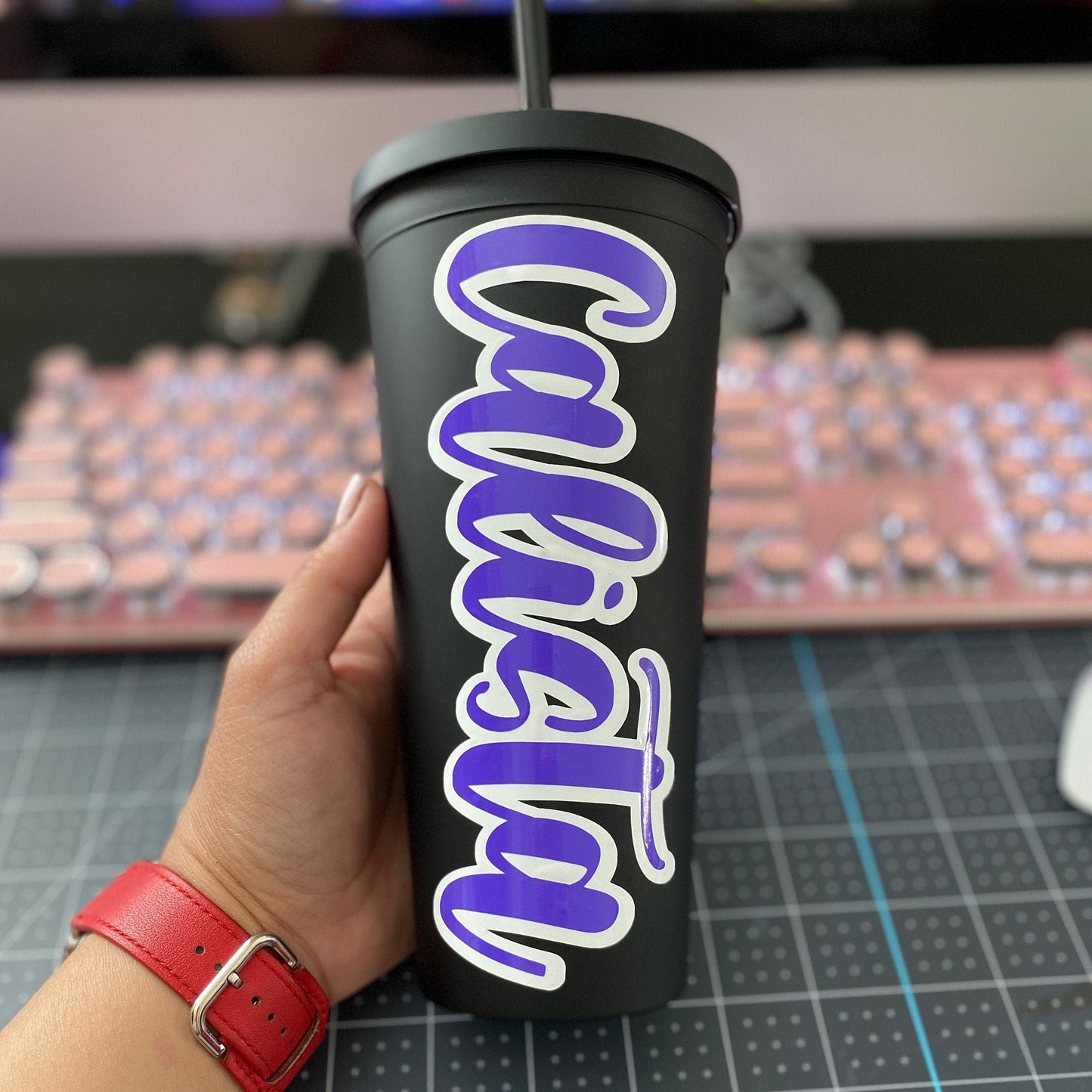 PERSONALIZED MATTE BLACK TUMBLER
