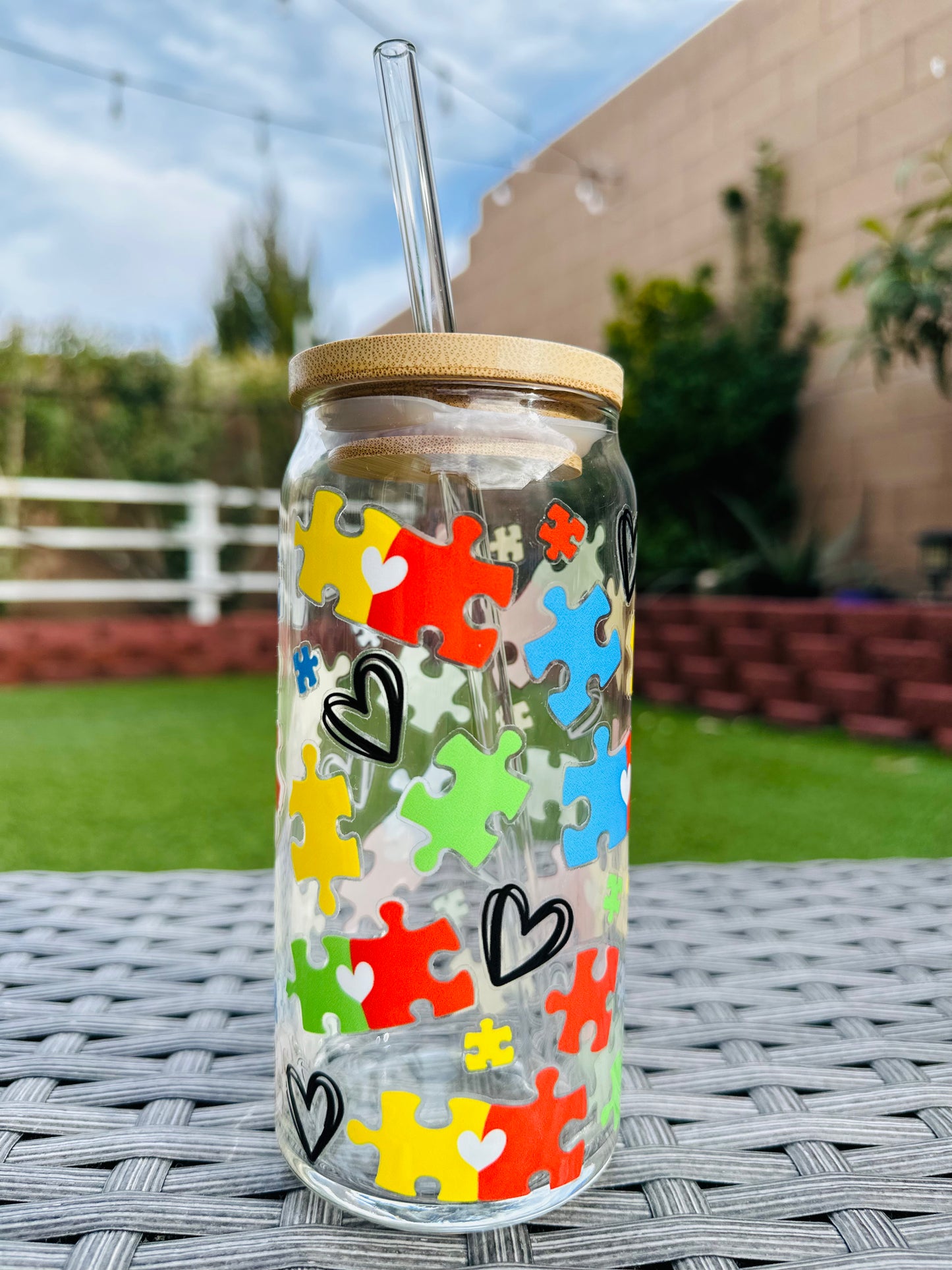 AUTISM PUZZLE GLASS CAN