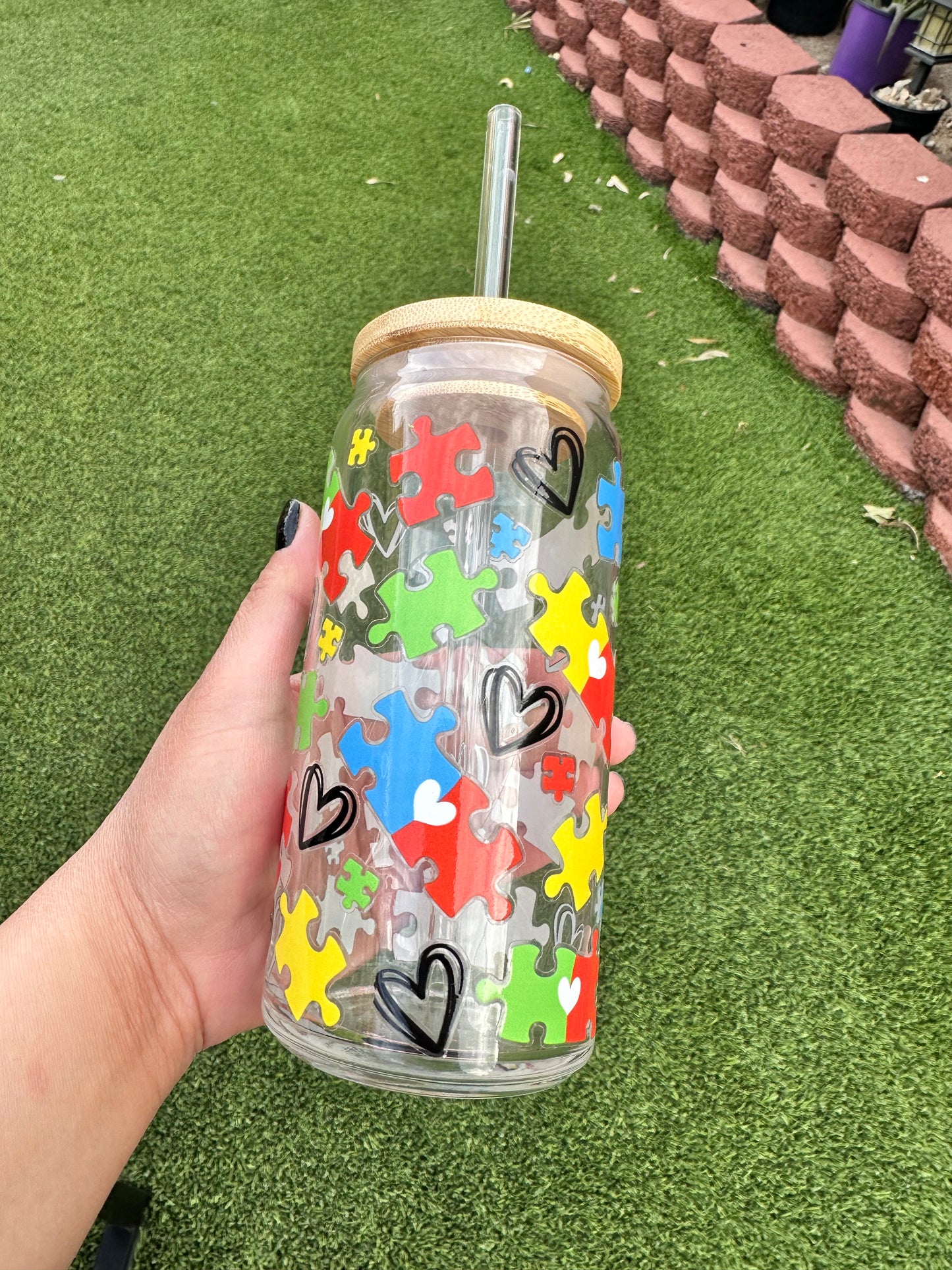 AUTISM PUZZLE GLASS CAN